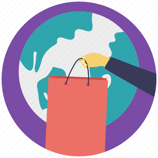 Buy online, global, global delivery, international shipping, shopping bag icon - Download on Iconfinder