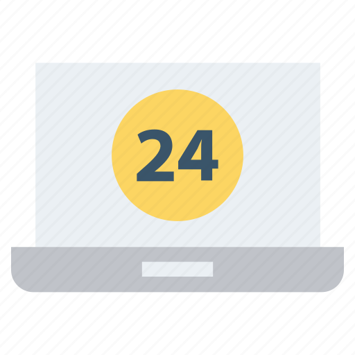 24 hours, 24 hours support, laptop, macbook, notebook, shopping, support icon - Download on Iconfinder