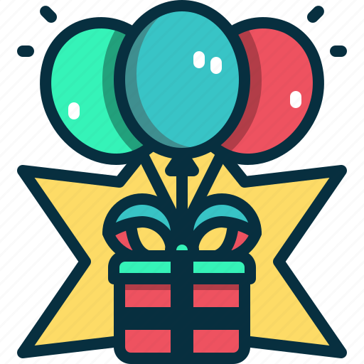 Giftbox, balloons, present, surprise, celebration icon - Download on Iconfinder