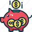 piggy, bank, money, savings, funds, coin 