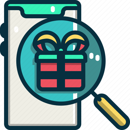 Search, gift, magnifying, glass, smartphone, online, shopping icon - Download on Iconfinder