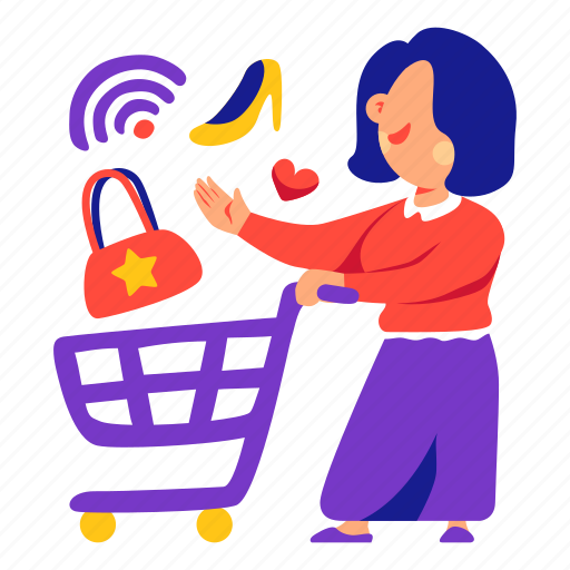 Online, shopping, sticker, stickers, people, woman illustration - Download on Iconfinder