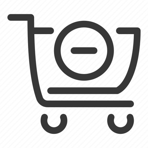 Shop, shopping, store, retail, cart, trolley, minus icon - Download on Iconfinder