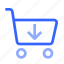 cart, shopping, shop, arrow, down 
