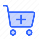 cart, shopping, shop, add, plus