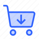 cart, shopping, shop, arrow, down