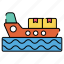 cargo boat, cargo ship, watercraft, logistic boat, shipment 
