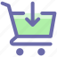arrow, cart, down, ecommerce, shopping, shopping cart 