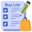 checklist, shopping list, task list, todo, agenda