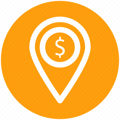 Direction, dollar, location, map, map pin, money location, pin icon - Download on Iconfinder