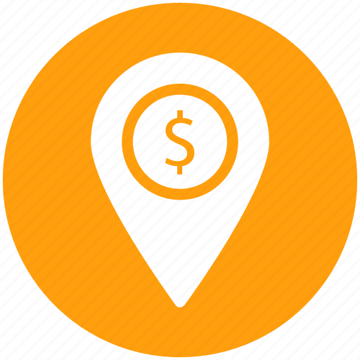 Direction, dollar, location, map, map pin, money location, pin icon - Download on Iconfinder