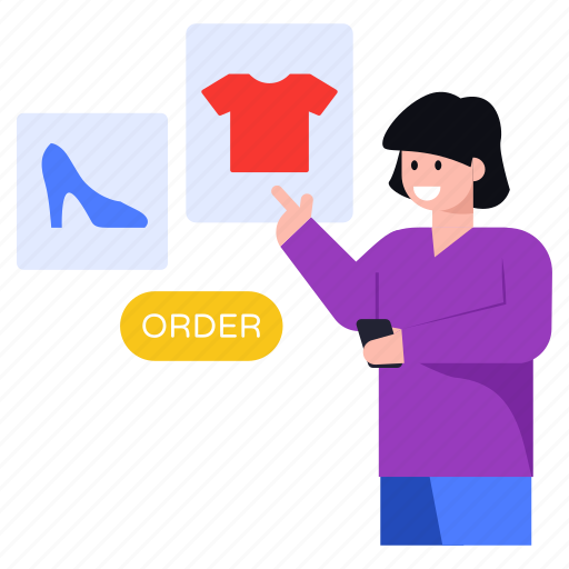 Order products, order shopping, online purchase, shopping, clothes shopping illustration - Download on Iconfinder