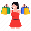 happy shopping, purchase, shopping girl, shopping woman, buyer