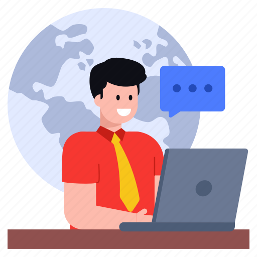 Customer chat, global chat, worldwide chat, online chat, global message illustration - Download on Iconfinder