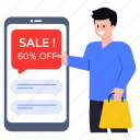 online sale, mobile sale, discount message, phone message, discount app 