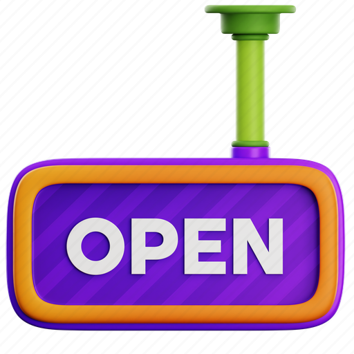 Open, open board, open-shop, open-sign, board, hanging-board, signboard 3D illustration - Download on Iconfinder