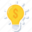 idea, lightbulb, creative, dollar, electricity, money, power 
