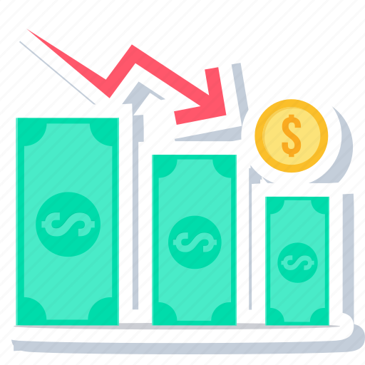 Cash, currency, down, low, finance, sales icon - Download on Iconfinder