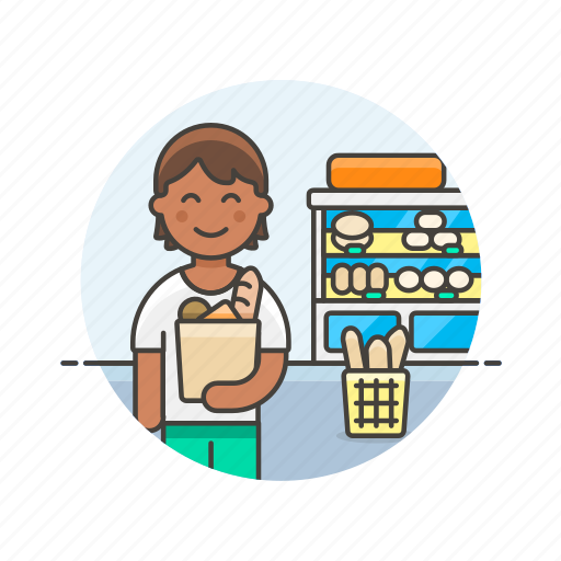Bakery, shopping, basket, bread, buy, store, woman icon - Download on Iconfinder