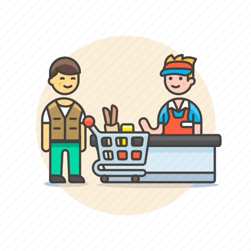 Cashier, checkout, shopping, store, cart, man, supermarket icon - Download on Iconfinder