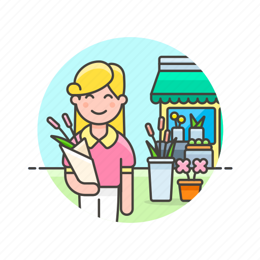 Florist, flower, shopping, buy, romantic, store, woman icon - Download on Iconfinder