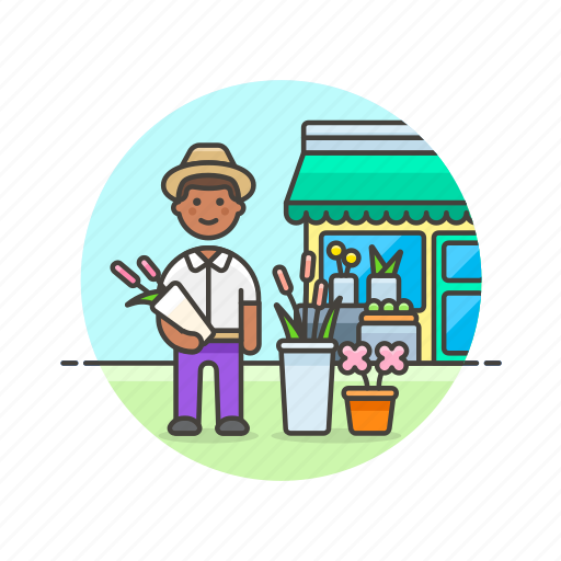 Florist, flower, shopping, buy, man, romantic, store icon - Download on Iconfinder