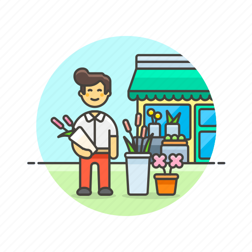 Florist, flower, shopping, buy, man, romantic, store icon - Download on Iconfinder
