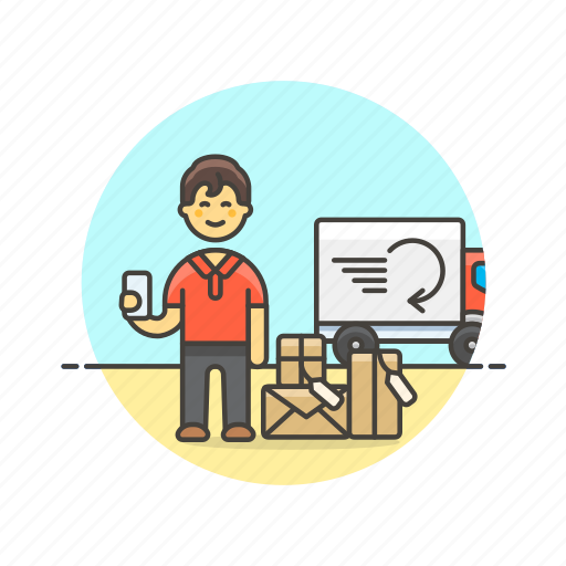 Arrive, online, package, shopping, cargo, man, shippment icon - Download on Iconfinder