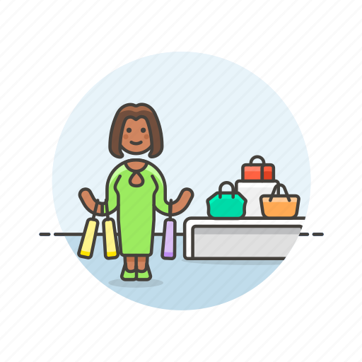 Counter, display, shopping, bag, buy, store, woman icon - Download on Iconfinder