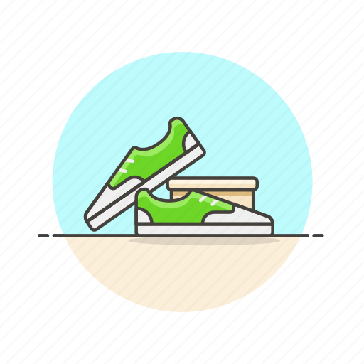 Shopping, sneakers, delivery, green, jog, run, shoewear icon - Download on Iconfinder
