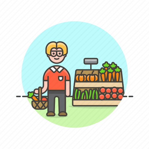 Shopping, vegetable, basket, farmers, fruit, man, market icon - Download on Iconfinder