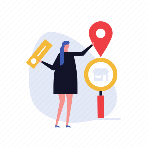 Search, location, magnifier, girl illustration - Download on Iconfinder