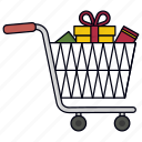 full, gift purchase, shopping cart, trolley, trolly 