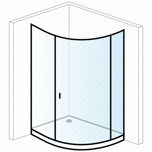 Bathroom, curved, installation, low paddling pool, shower, shower enclosure, thin shower tray icon - Download on Iconfinder