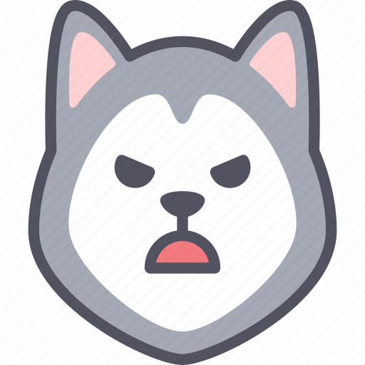 Angry, dog, siberian husky, emoji, emotion, feeling, face icon - Download on Iconfinder
