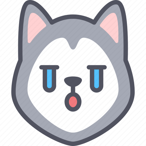 Cry, dog, emoticon, siberian husky, emoji, emotion, expression icon - Download on Iconfinder
