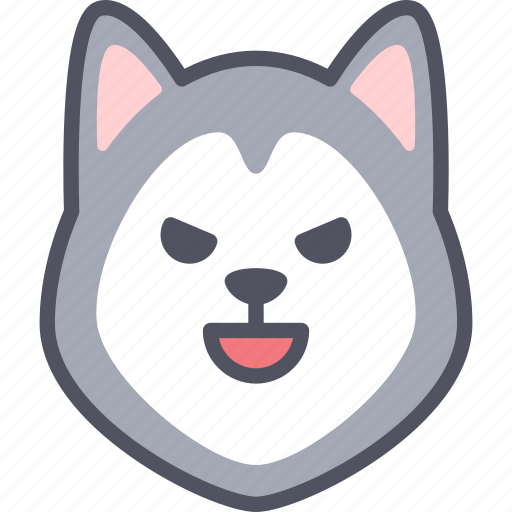 Evil, dog, emoticon, siberian husky, emoji, emotion, expression icon - Download on Iconfinder