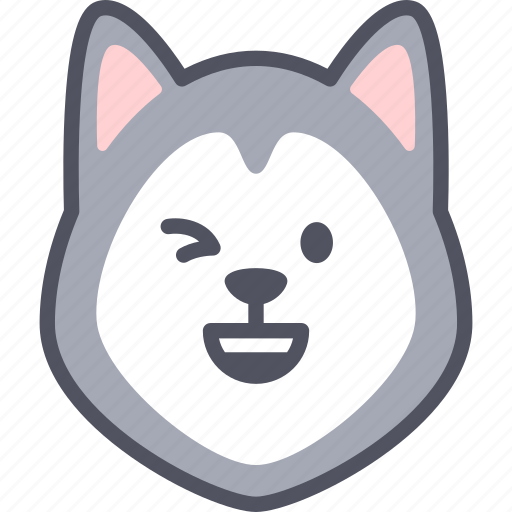 Happy, dog, siberian husky, emoji, emotion, expression, feeling icon - Download on Iconfinder