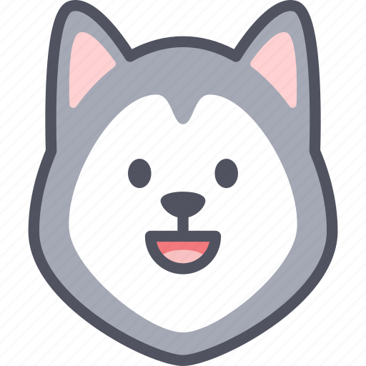 Laughing, dog, emoticon, siberian husky, emoji, emotion, expression icon - Download on Iconfinder
