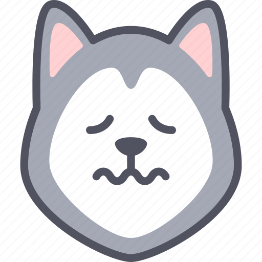 Nervous, dog, emoticon, siberian husky, emoji, emotion, expression icon - Download on Iconfinder