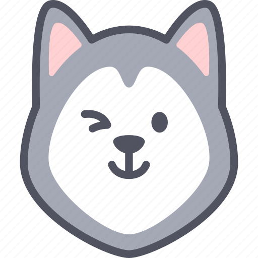 Smile, dog, emoticon, siberian husky, emoji, emotion, expression icon - Download on Iconfinder