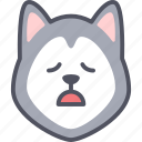 tired, dog, siberian husky, emoji, expression, feeling, face 