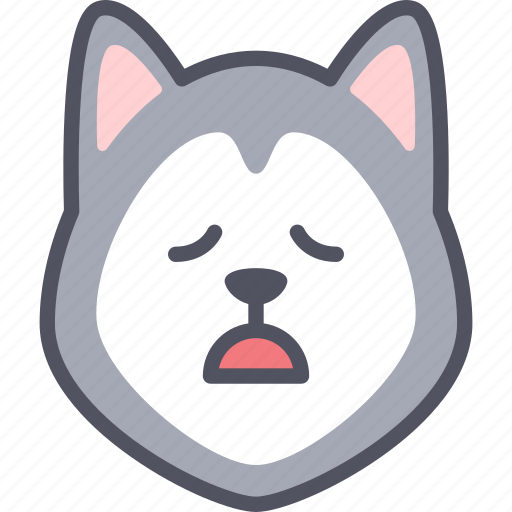 Tired, dog, siberian husky, emoji, expression, feeling, face icon - Download on Iconfinder