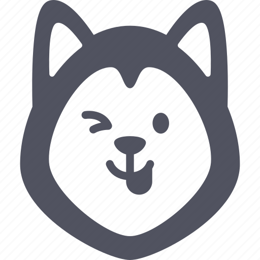 Naughty, dog, emoticon, siberian husky, emoji, emotion, expression icon - Download on Iconfinder