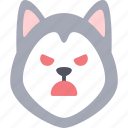 angry, dog, emoticon, siberian husky, emoji, emotion, expression 
