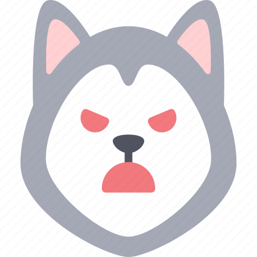 Angry, dog, emoticon, siberian husky, emoji, emotion, expression icon - Download on Iconfinder