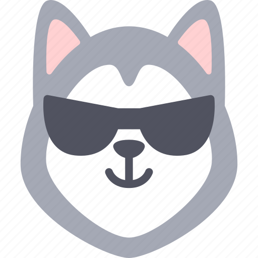 Cool, dog, emoticon, siberian husky, emoji, emotion, expression icon - Download on Iconfinder