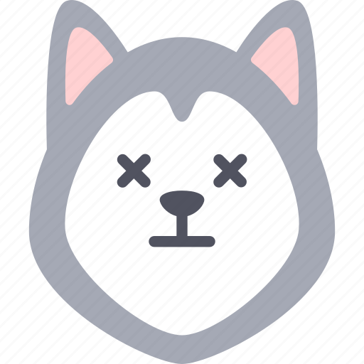 Dead, dog, siberian husky, emoji, emotion, expression, feeling icon - Download on Iconfinder