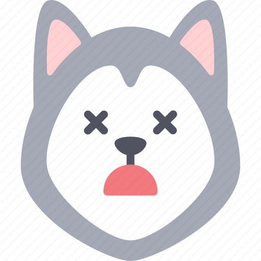 Dead, dog, emoticon, siberian husky, emoji, emotion, expression icon - Download on Iconfinder