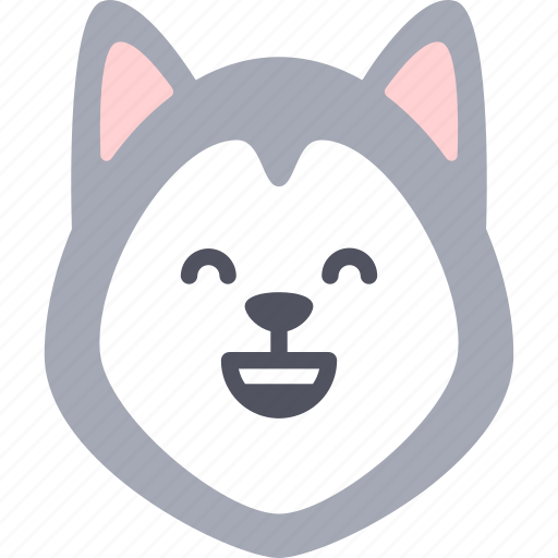 Laughing, dog, siberian husky, emoji, emotion, expression, feeling icon - Download on Iconfinder